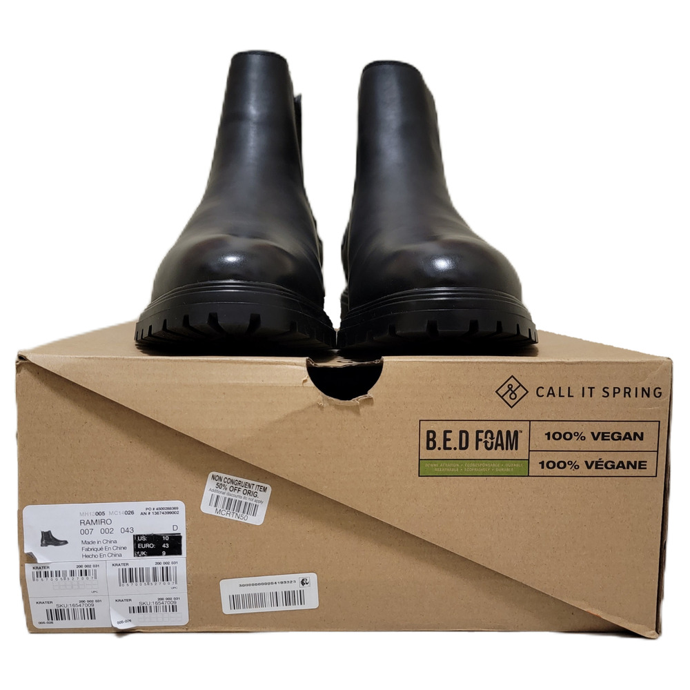 Call It Spring Men Ramiro Chelsea Ankle Boots Size US 10 Black Faux Leather - Picture 6 of 6